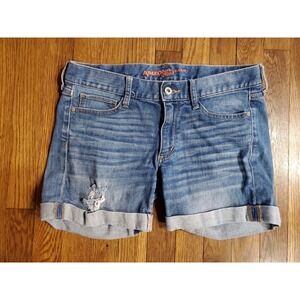 Women's‎ Arizona Jeans Co Cuffed Denim Shorts Sz 7 distressed Stretch